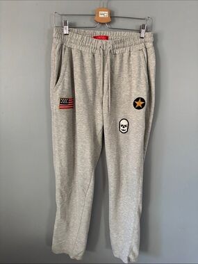 Zara Gray Sweatpants with Patch Details